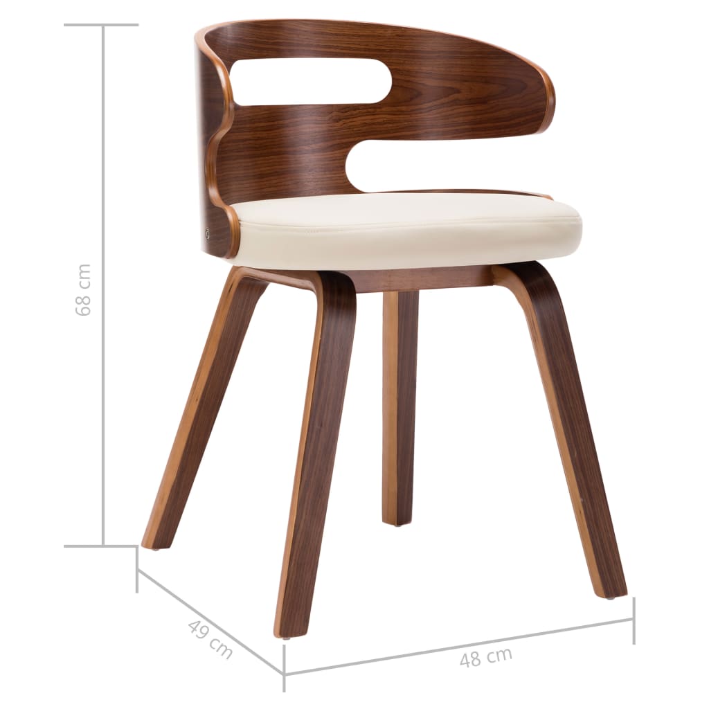 Sedie da Pranzo 2 pz in Legno Curvato e Similpelle Crema | homemem39