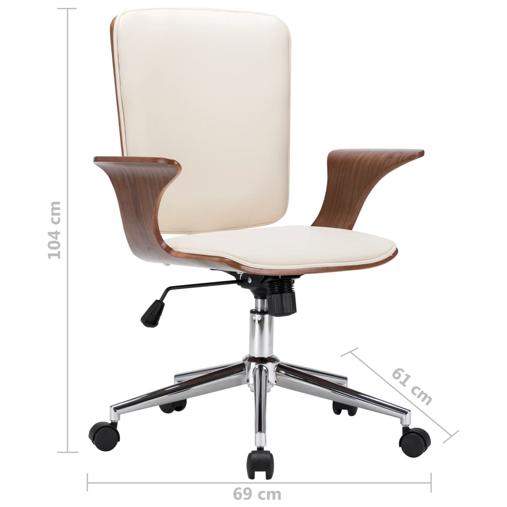 Sedia da Ufficio Girevole in Similpelle e Legno Curvato | homemem39