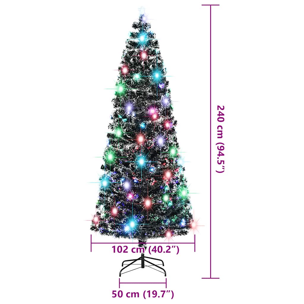 Albero di Natale Preilluminato con Supporto e LED 240 cm Fibra Ottica