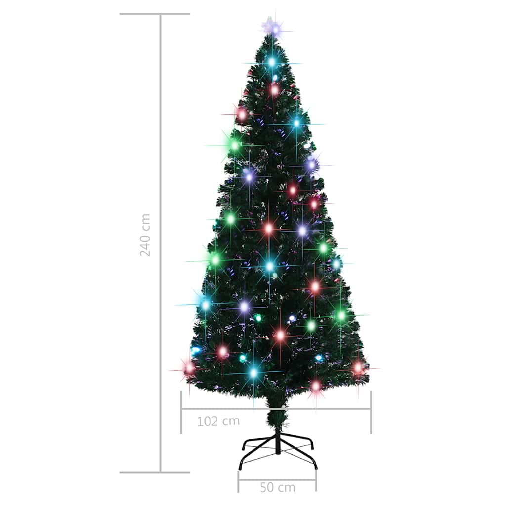 Albero di Natale Preilluminato con Supporto e LED 210 cm Fibra Ottica