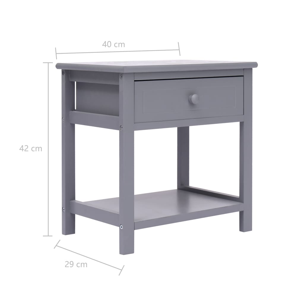 Comodini 2pz Grigi 40x29x42 cm in Legno di Paulonia | homemem39