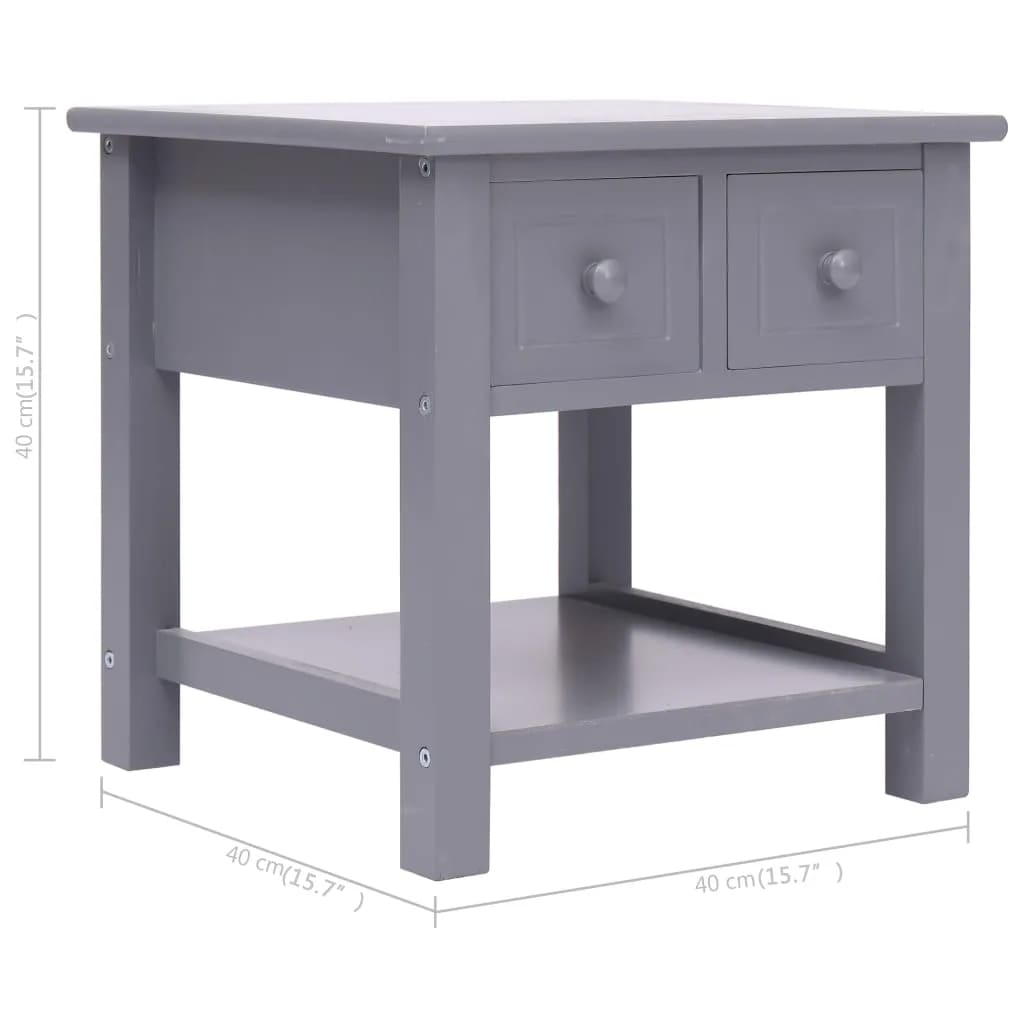 Tavolino Laterale Grigio 40x40x40 cm in Legno di Paulownia - homemem39