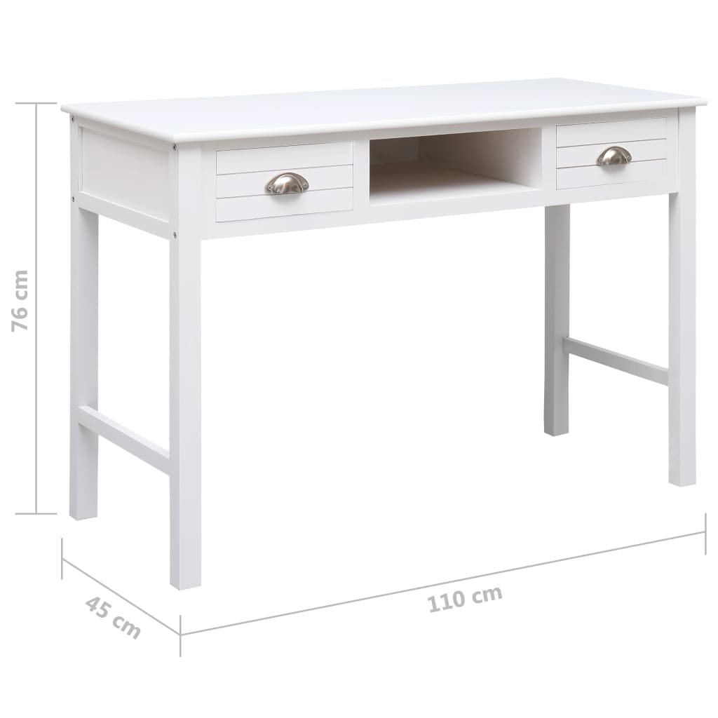 Scrivania Bianca 110x45x76 cm in Legno | homemem39