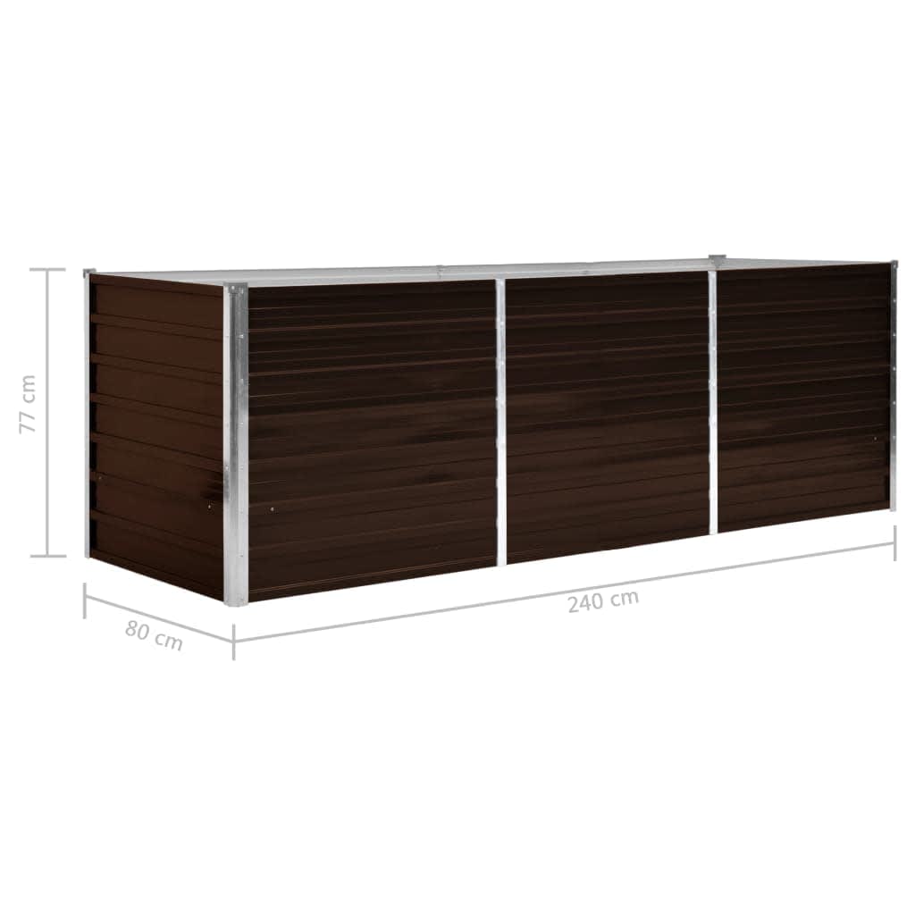 Letto Rialzato Giardino Marrone 240x80x77 cm in Acciaio Zincato | homemem39