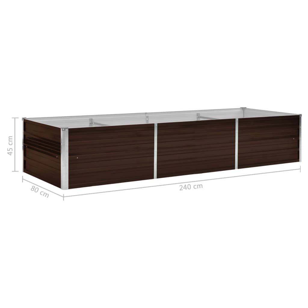 Letto Rialzato Giardino Marrone 240x80x45 cm in Acciaio Zincato | homemem39