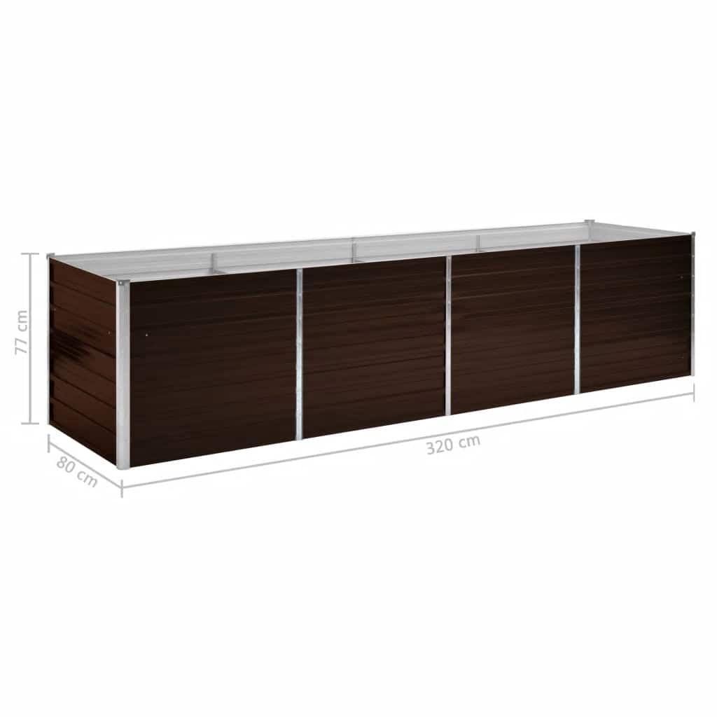 Letto Rialzato Giardino Marrone 320x80x77 cm in Acciaio Zincato | homemem39