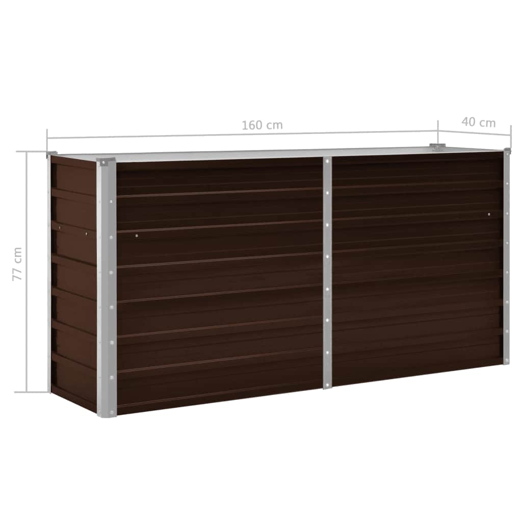 Letto Rialzato Giardino Marrone 160x40x77 cm in Acciaio Zincato | homemem39