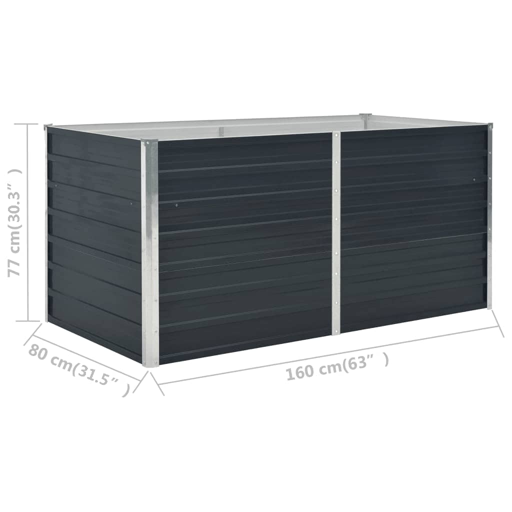 Fioriera Rialzata Antracite 160x80x77 cm in Acciaio Zincato | homemem39