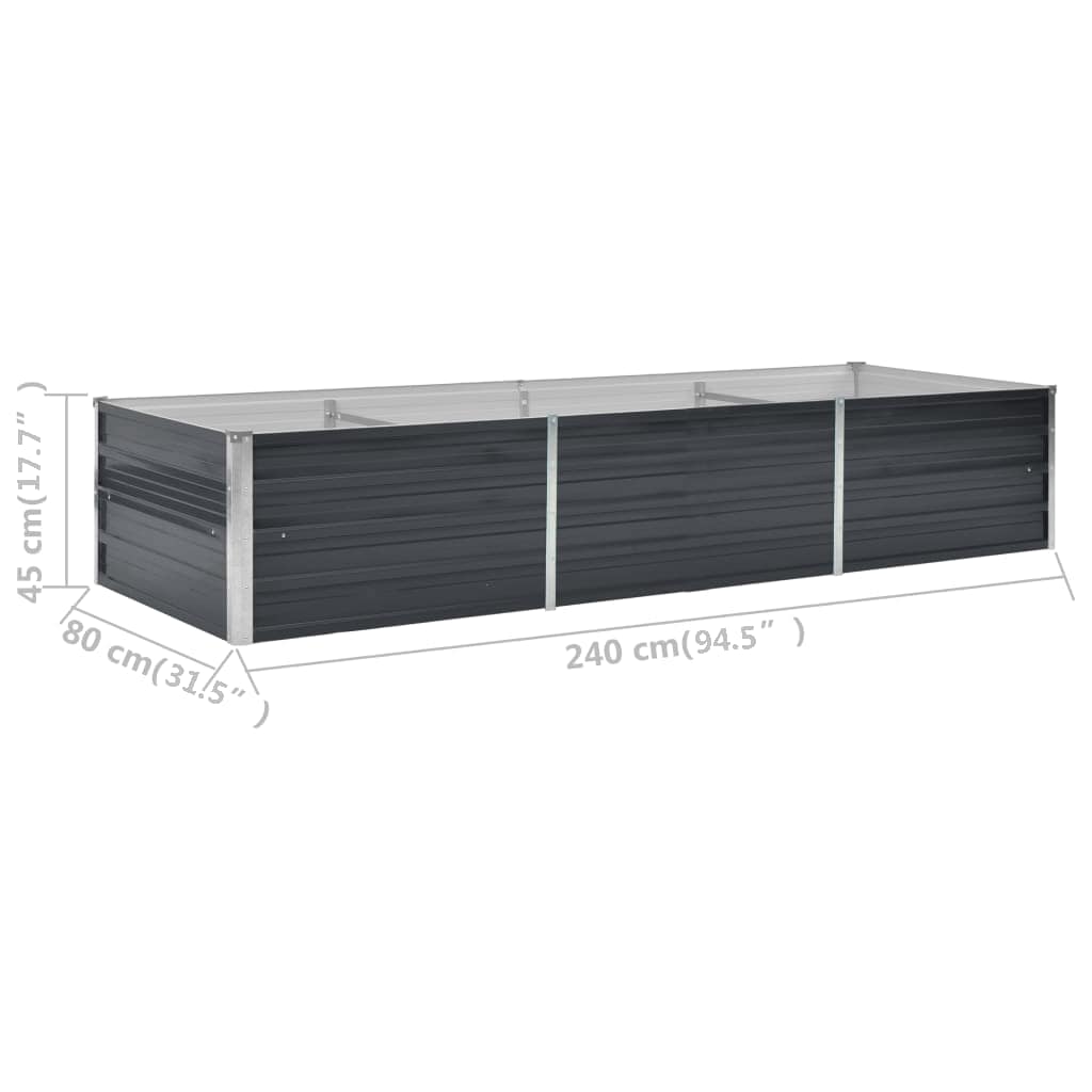Letto Rialzato Giardino Antracite 240x80x45 cm Acciaio Zincato | homemem39