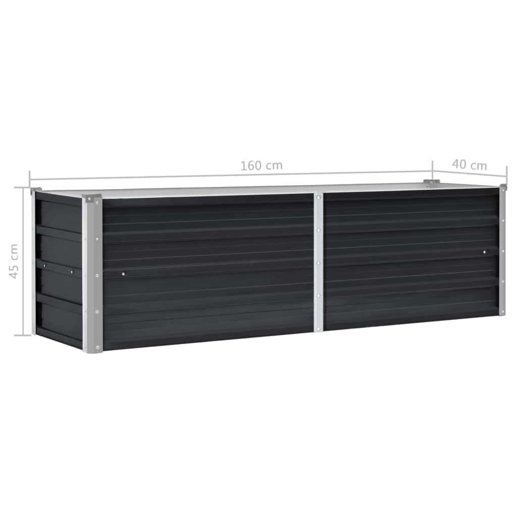 Letto Rialzato Giardino Antracite 160x40x45 cm Acciaio Zincato | homemem39