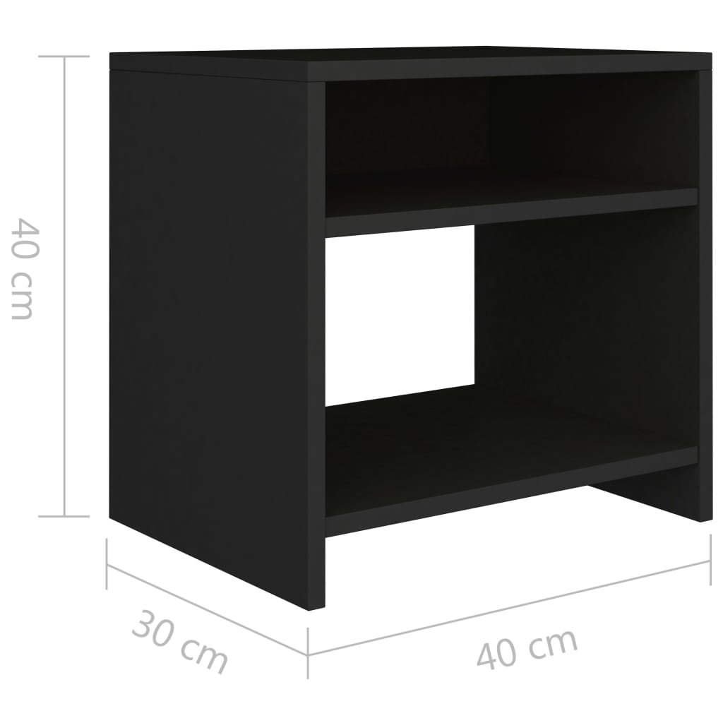 Comodini Neri 2 pz 40x30x40 cm in Legno Multistrato - homemem39