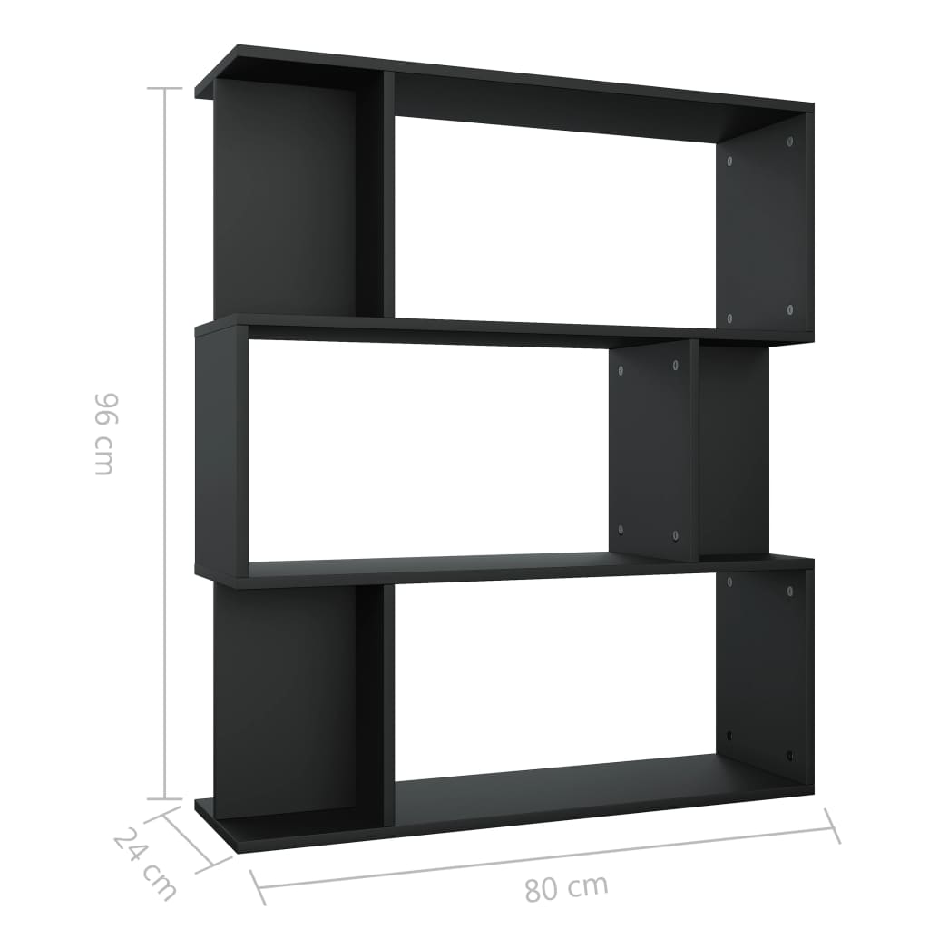 Libreria/Divisorio Nero 80x24x96 cm in Legno Ingegnerizzato | homemem39