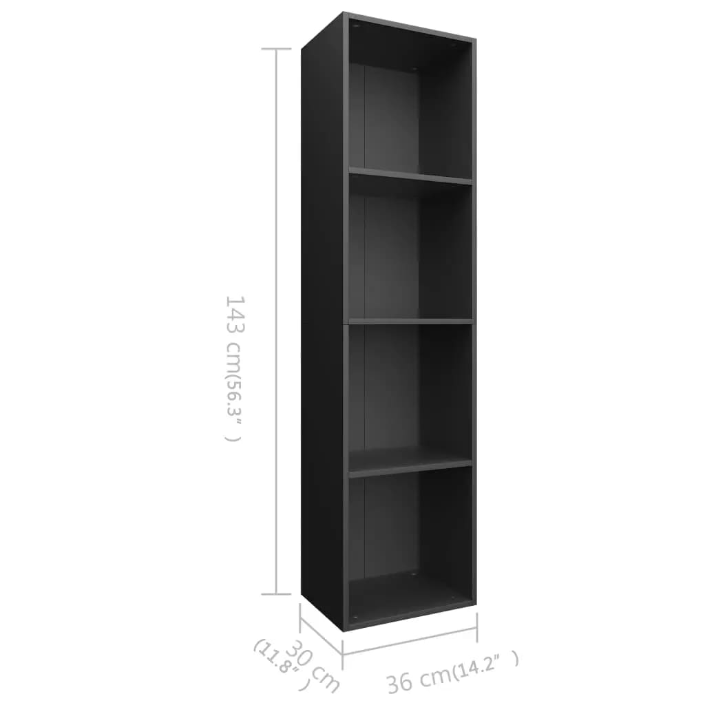 Libreria/Mobile TV Nero 36x30x143 cm in Legno Multistrato | homemem39