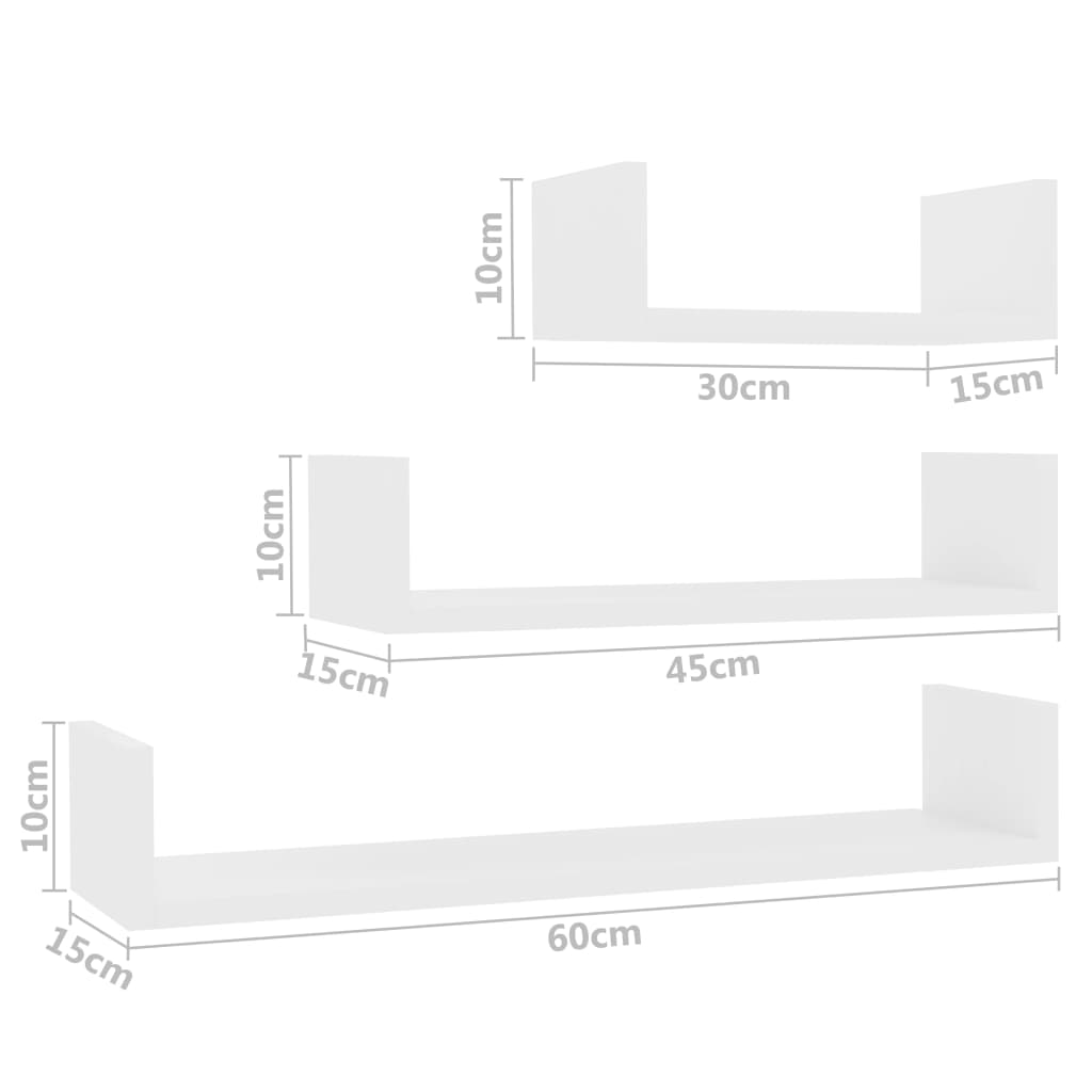 Mensole a Muro 3 pz Bianco in Legno Multistrato | homemem39