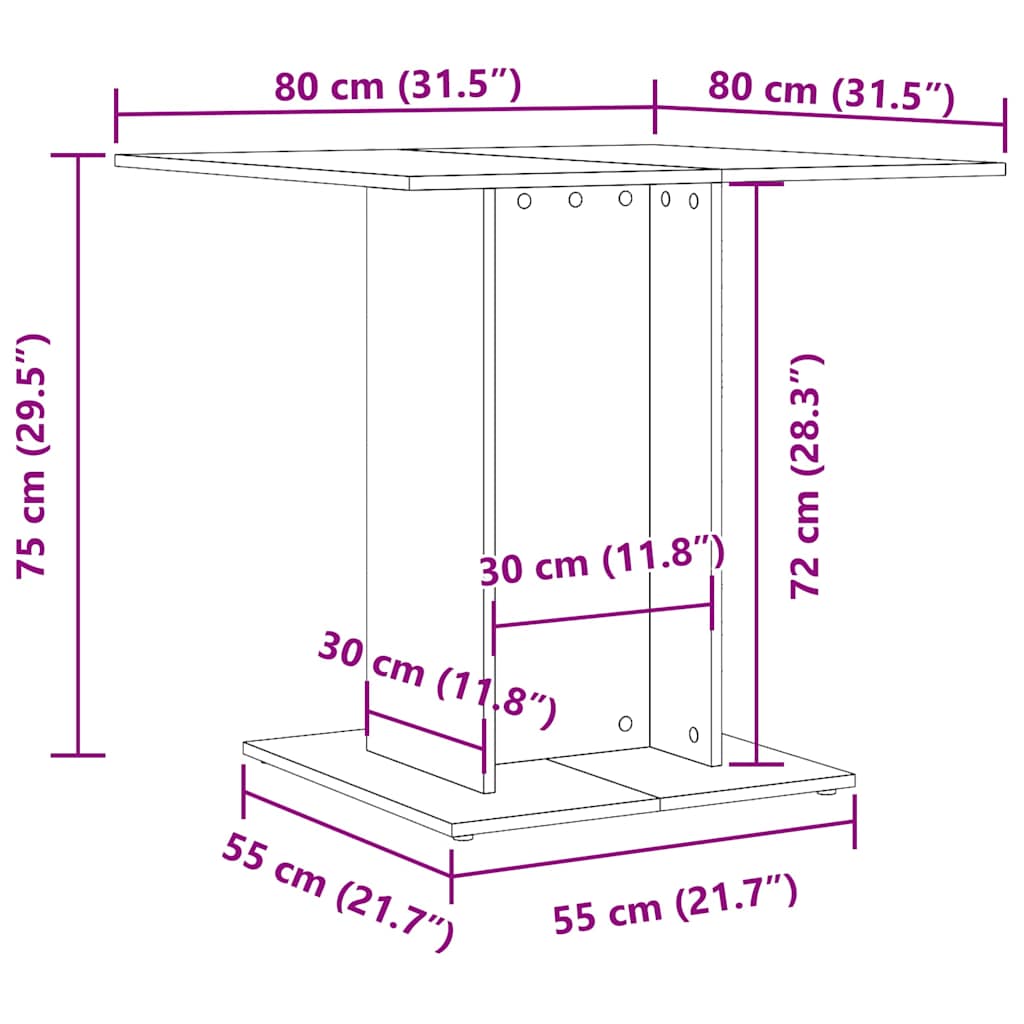 Tavolo da Pranzo Bianco 80x80x75 cm in Legno Multistrato | homemem39