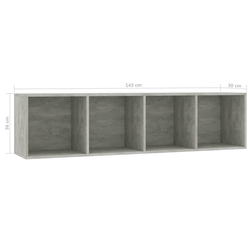 Libreria/Mobile TV Grigio Cemento 143x30x36 cm | homemem39