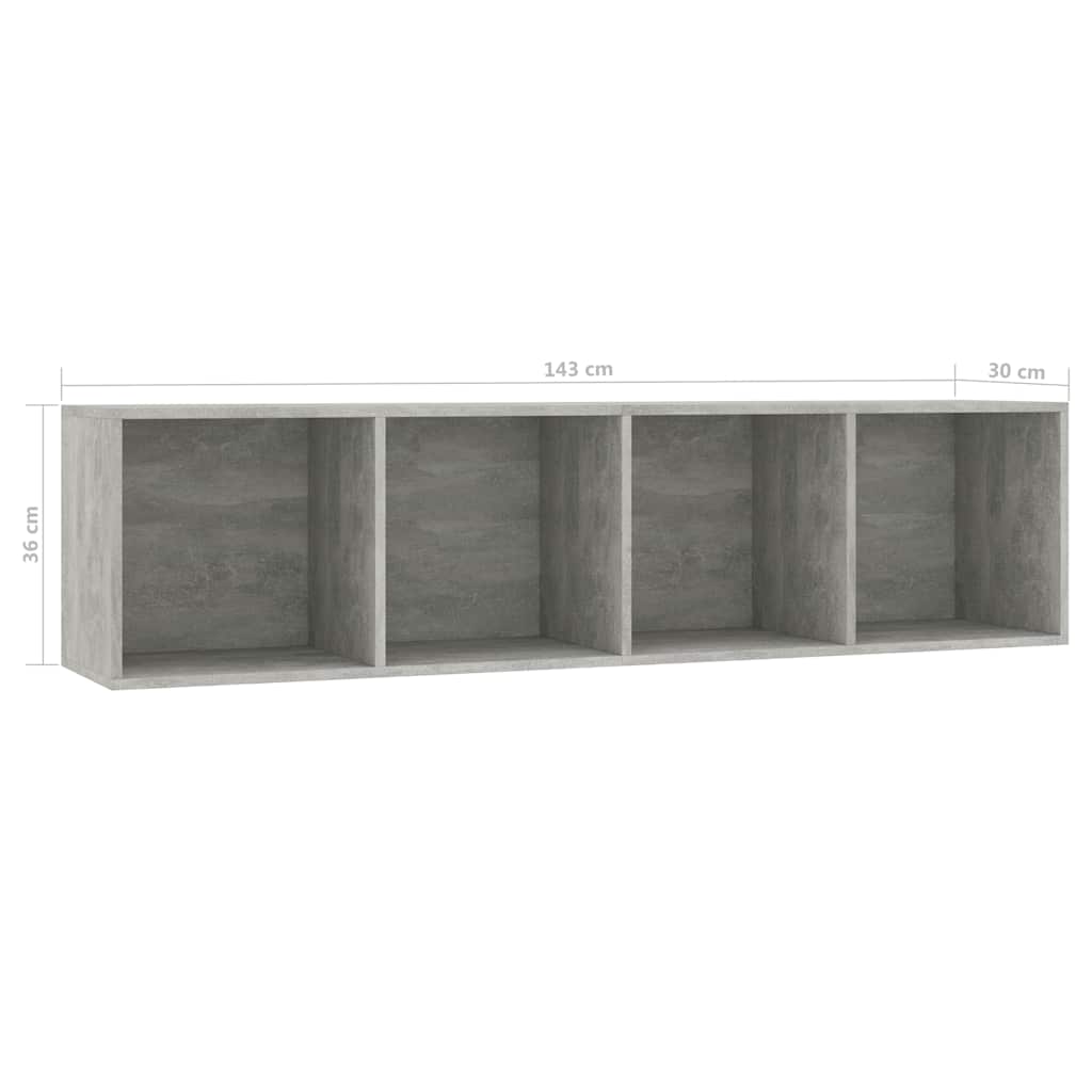 Libreria/Mobile TV Grigio Cemento 143x30x36 cm