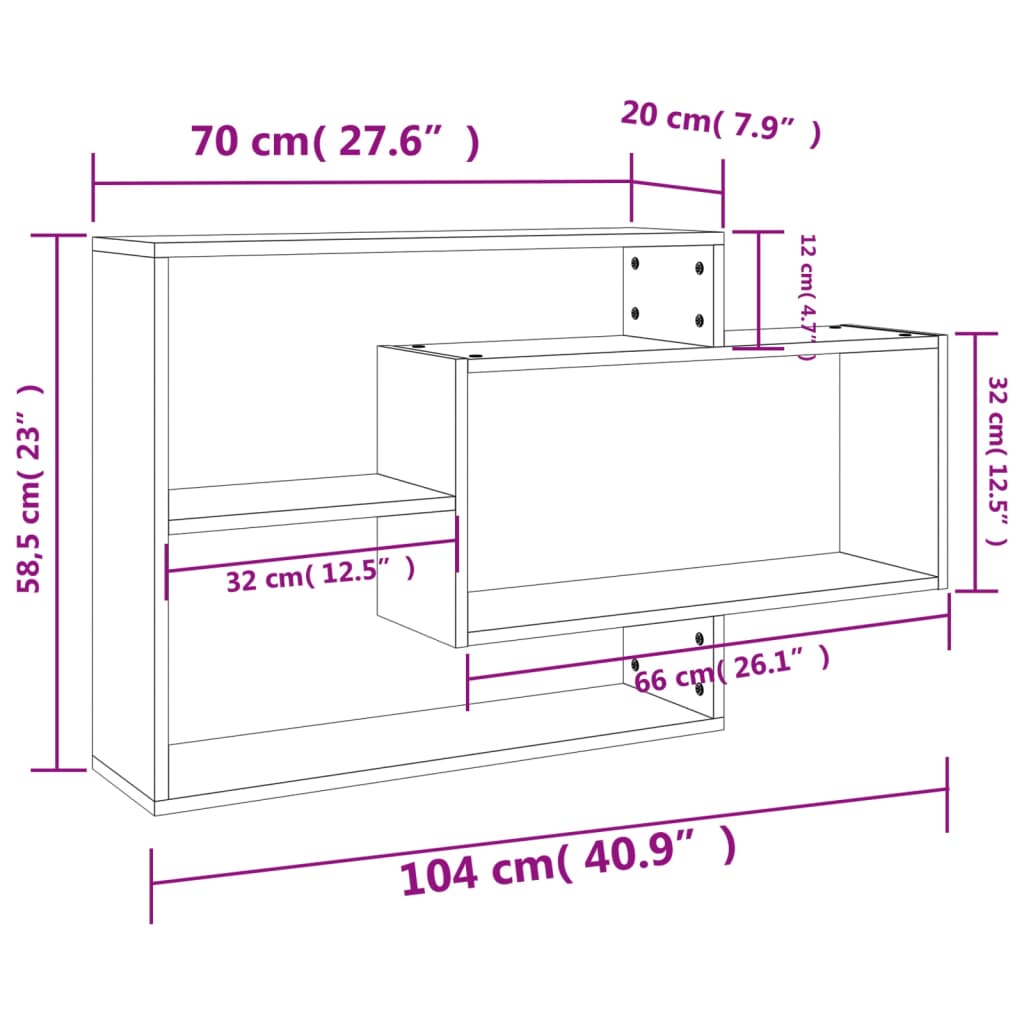 Mensole a Muro Rovere Sonoma 104x20x58,5cm in Legno Multistrato