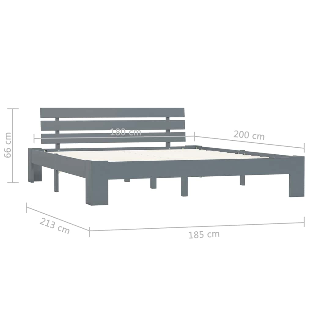Giroletto senza Materasso Grigio 180x200 cm Legno Massello Pino