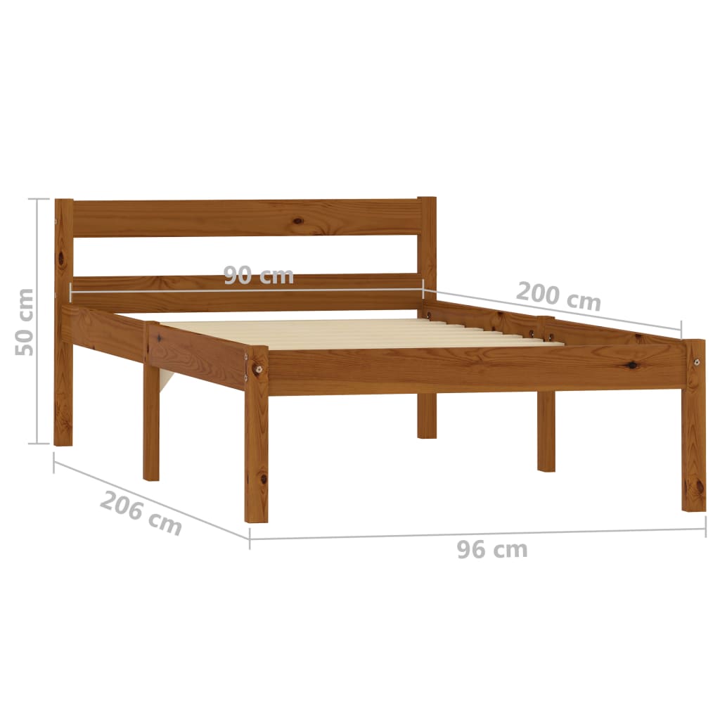Giroletto senza Materasso Ambrato Legno Massello Pino 90x200 cm | homemem39