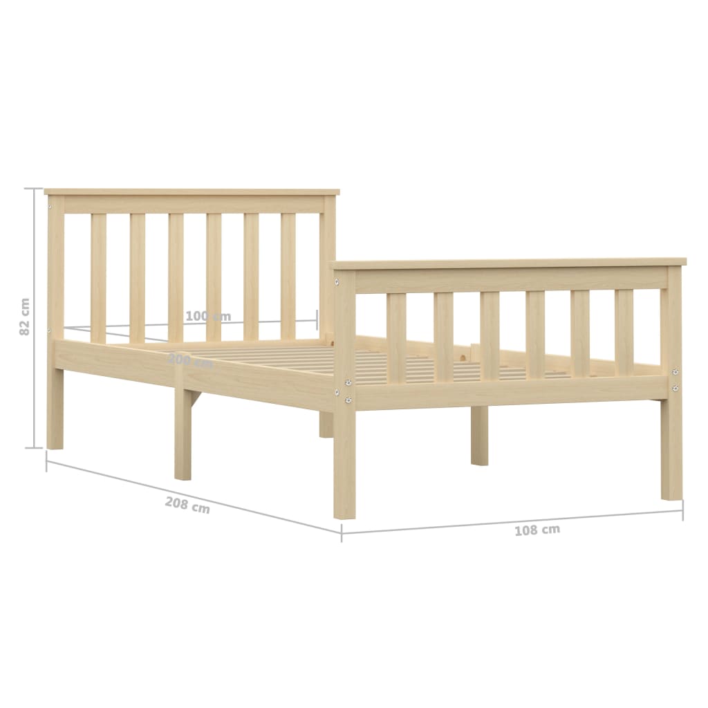 Giroletto senza Materasso Naturale 100x200 cm in Legno di Pino