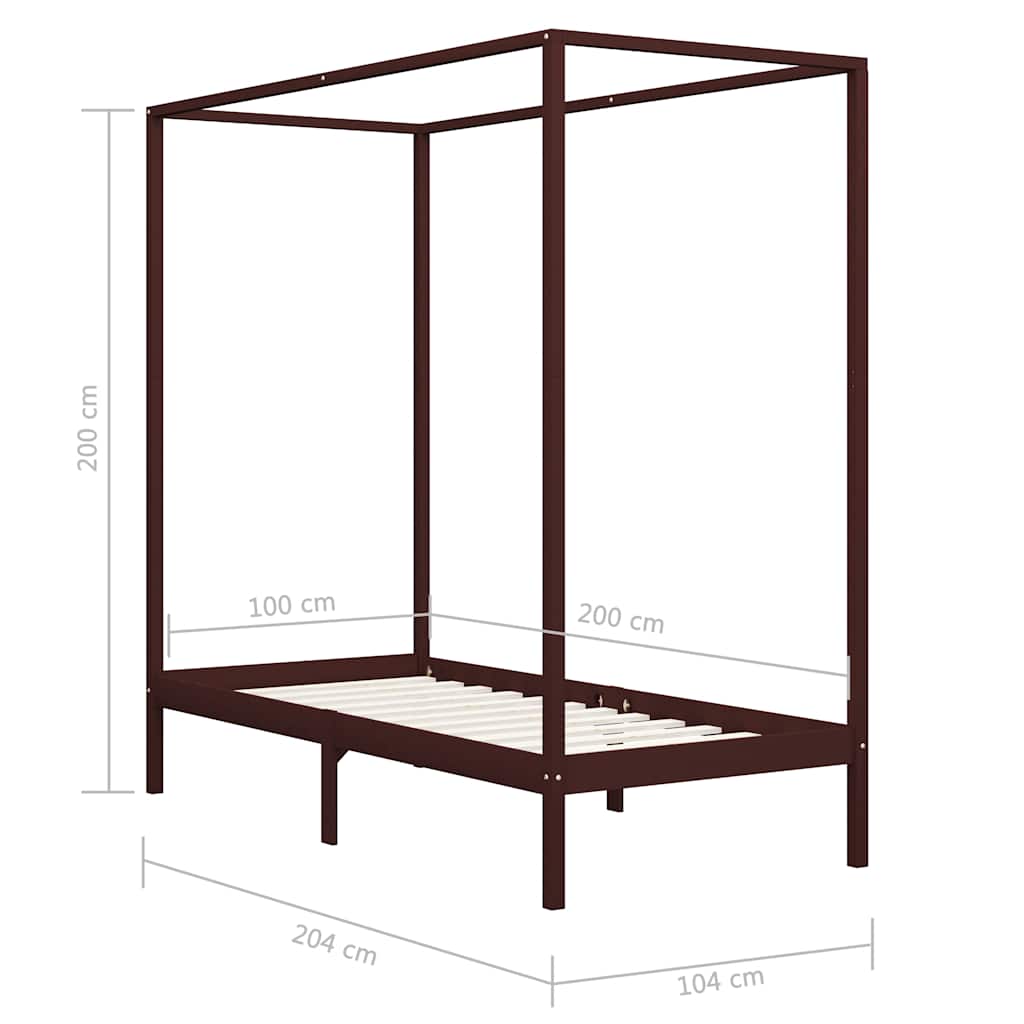 Giroletto Baldacchino senza Materasso Marrone Pino 100x200cm