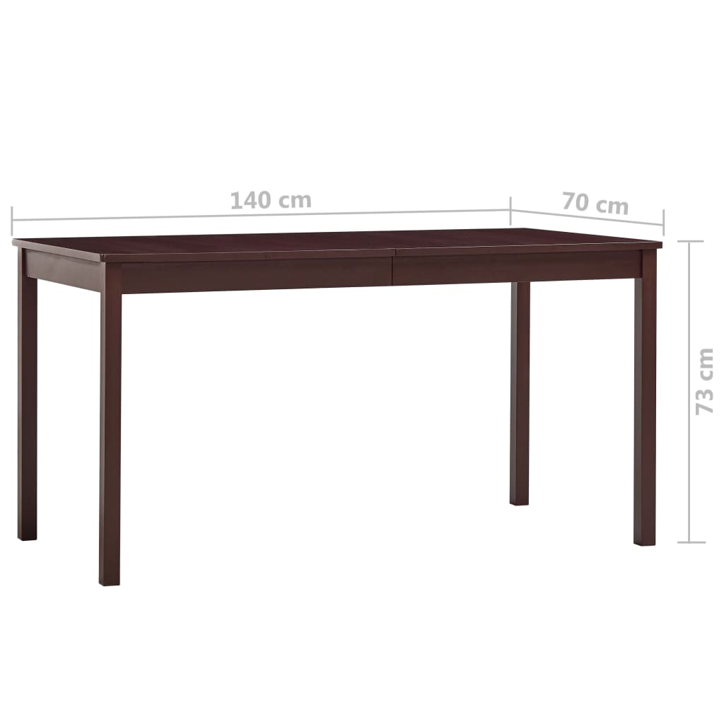 Tavolo da Pranzo Marrone Scuro 140x70x73 cm in Legno di Pino