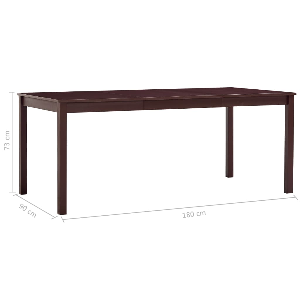 Tavolo da Pranzo Marrone Scuro 180x90x73 cm in Legno di Pino | homemem39