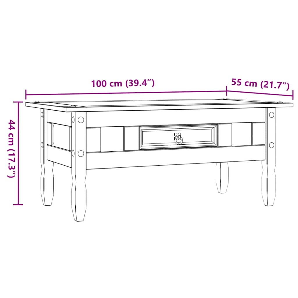 Tavolino Caffé Pino Messicano Corona Range Bianco 100x55x44 cm | homemem39