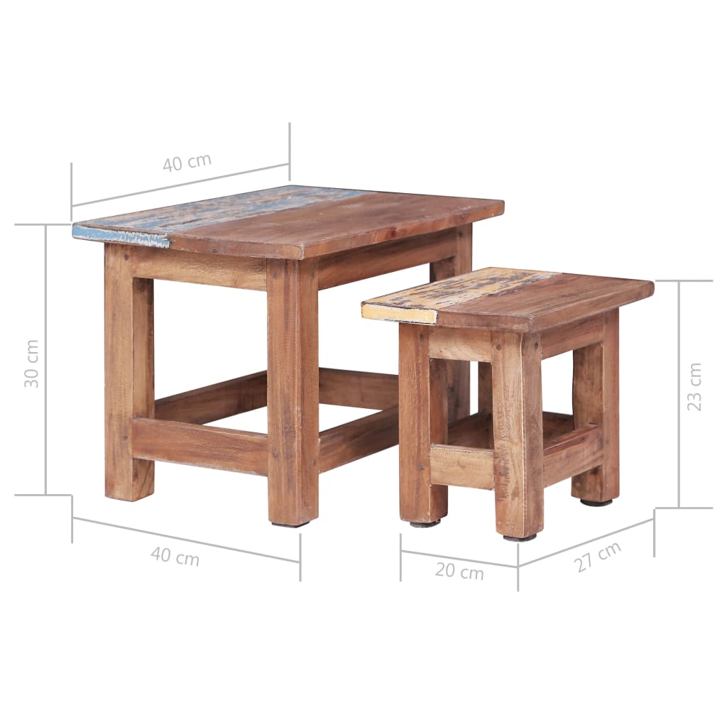 Tavolini Impilabili 2 pz in Legno Massello di Mogano | homemem39