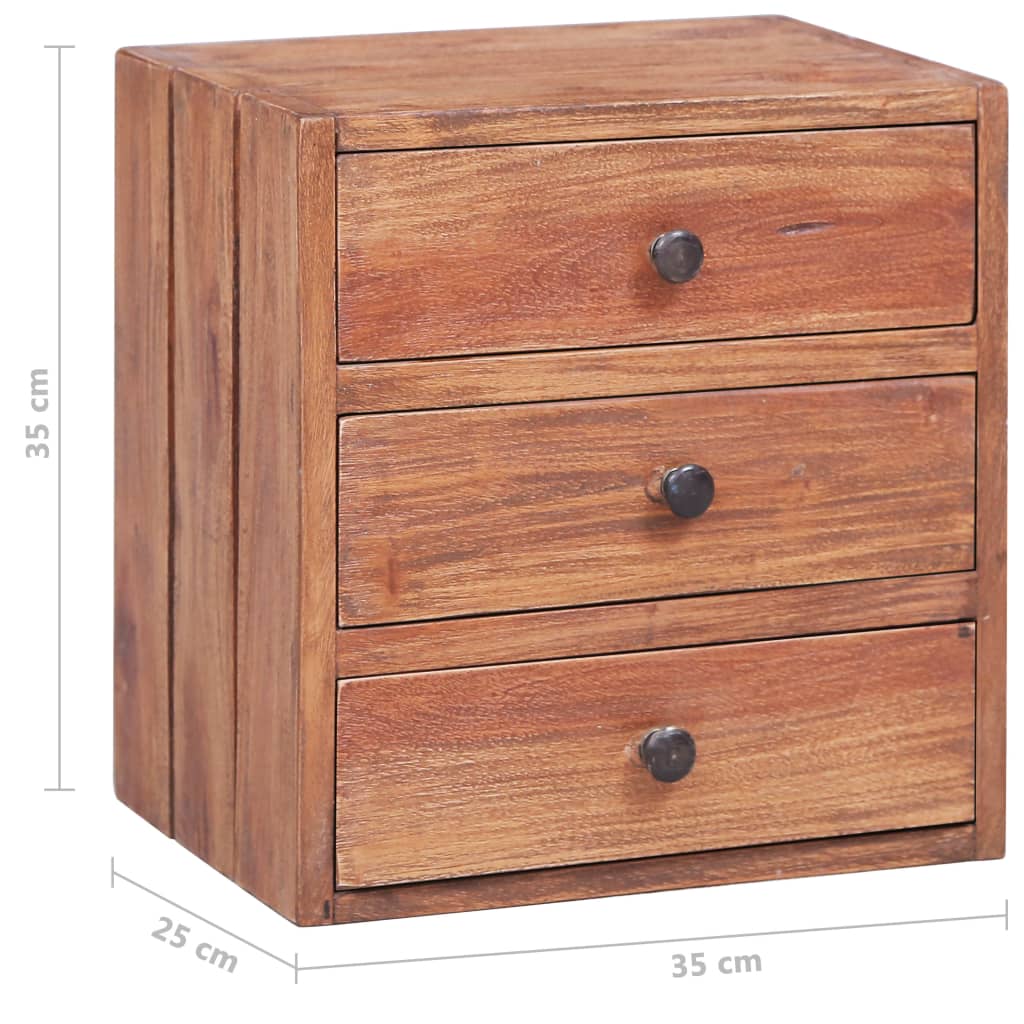 Comodino con 3 Cassetti 35x25x35 cm Legno Massello di Mogano | homemem39
