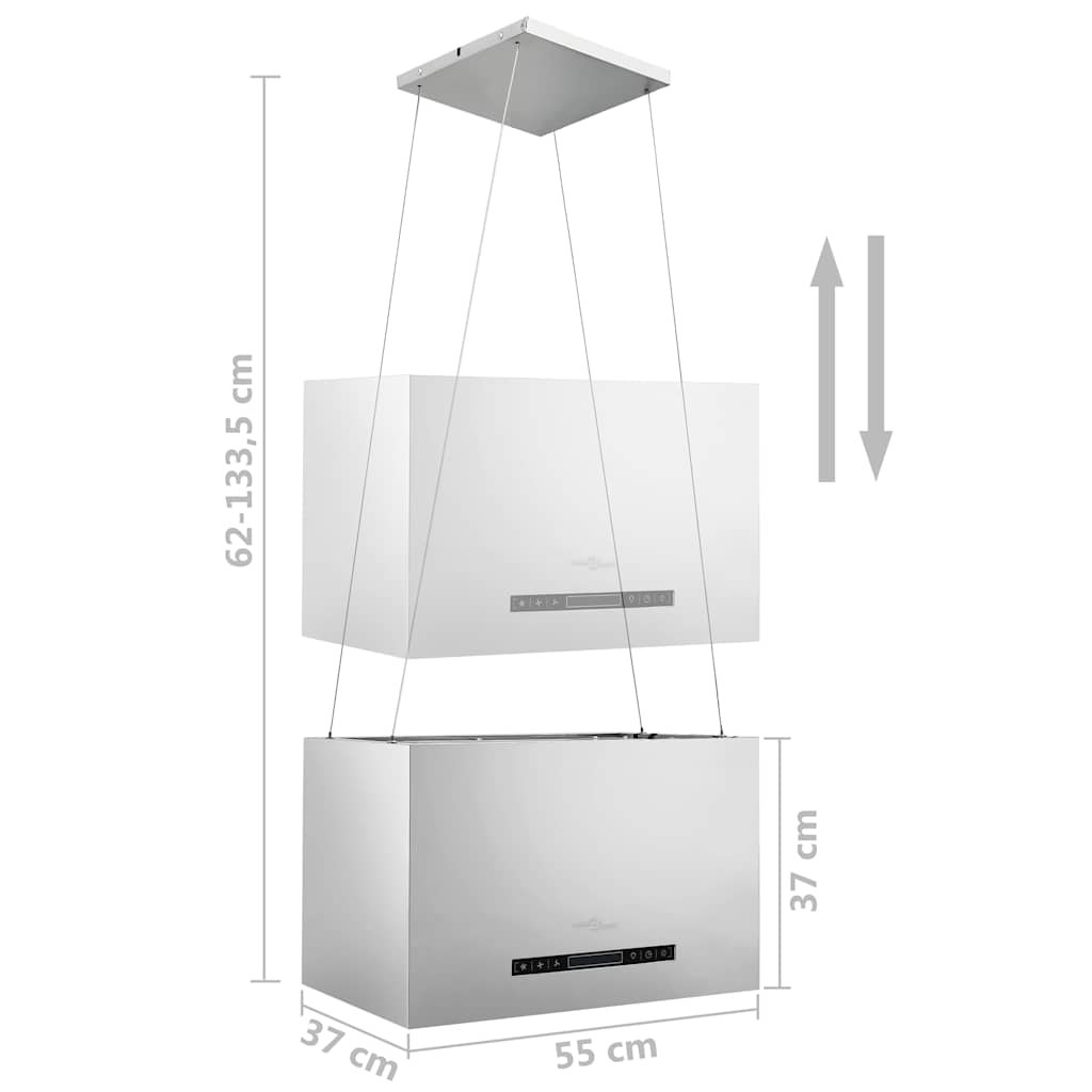 Cappa da Cucina ad Isola Sospesa LCD con Sensore 55 cm Acciaio | homemem39