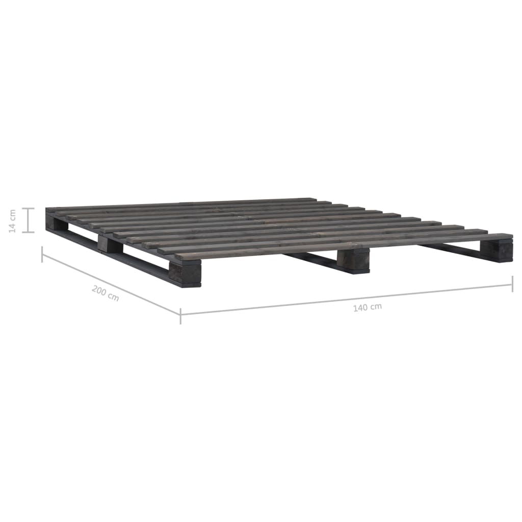 Giroletto in Pallet Grigio Legno Massello di Pino 140x200 cm | homemem39