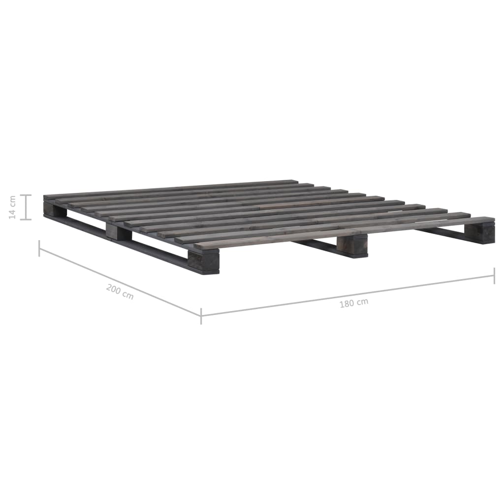 Giroletto in Pallet Grigio Legno Massello di Pino 180x200 cm | homemem39