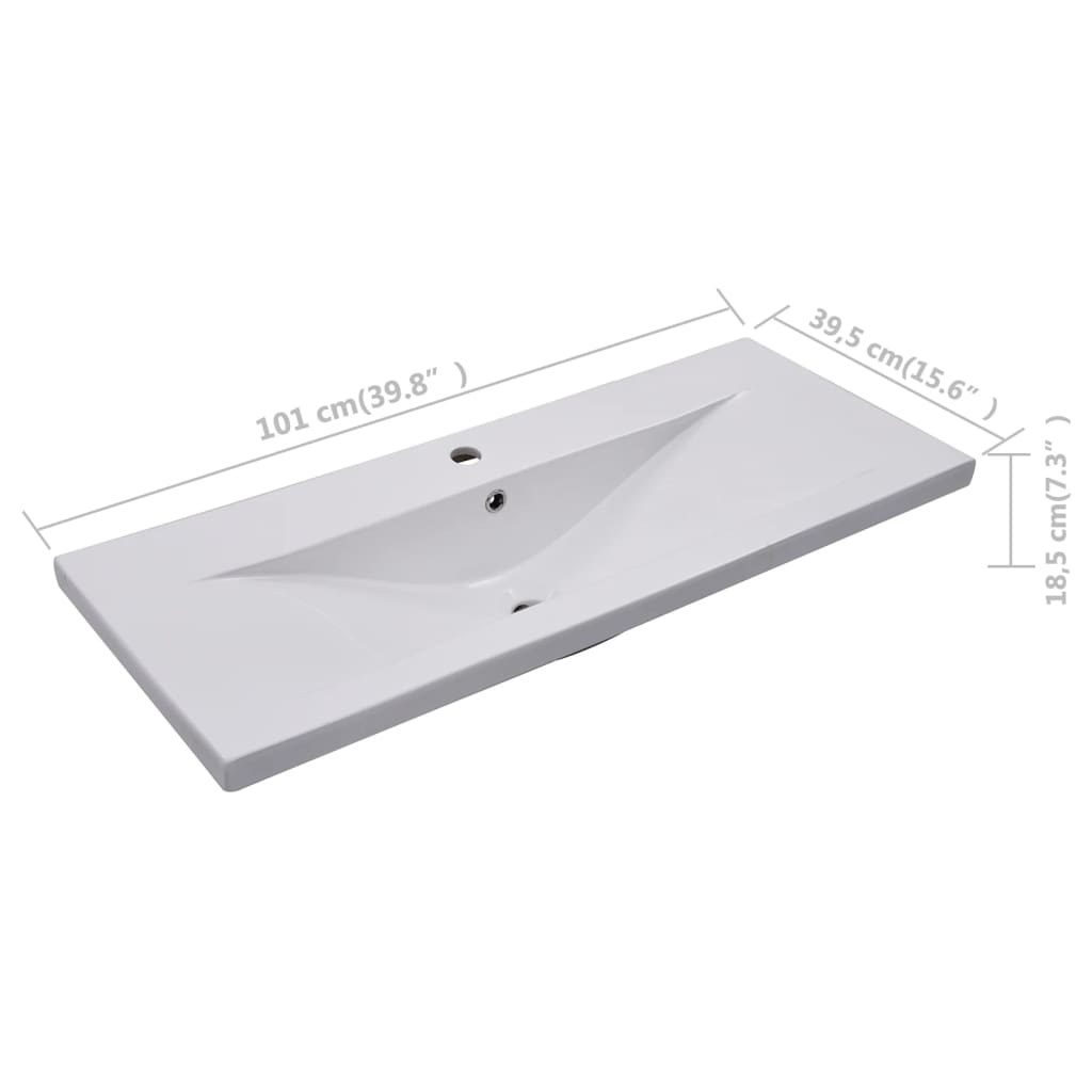 Lavabo da Incasso 101x39,5x18,5 cm in Ceramica Bianco | homemem39