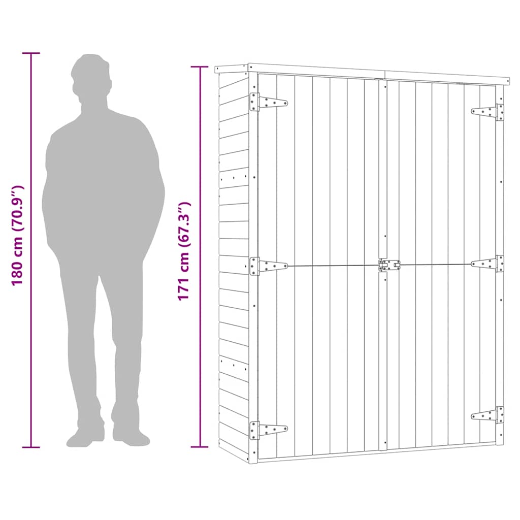 Rimessa Attrezzi da Giardino 123x50x171cm in Pino Impregnato - homemem39