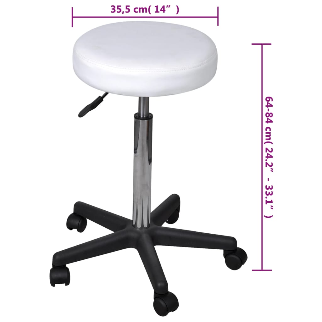 Sgabelli da Ufficio 2 pz Bianchi 35,5x84 cm in Similpelle | homemem39