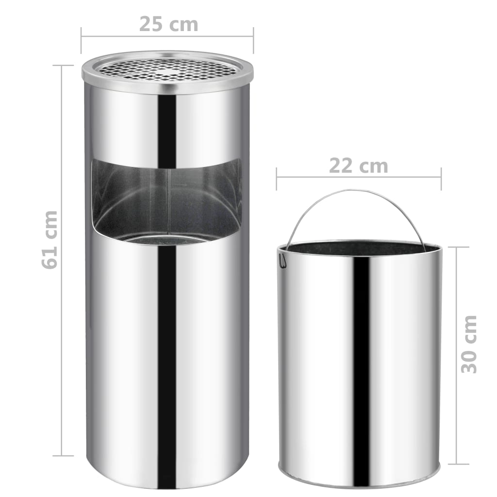 Pattumiera con Posacenere da Albergo 30 L Acciaio Inox - homemem39