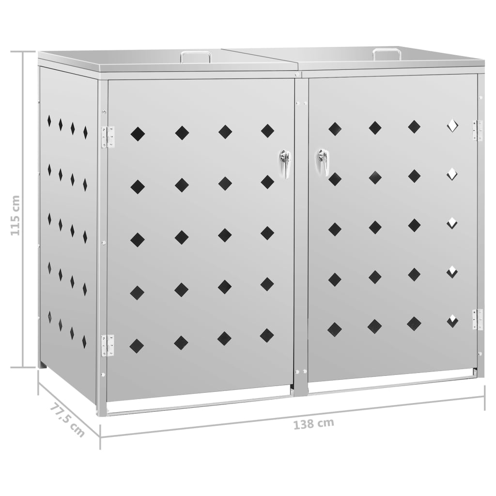 Copribidone per Spazzatura Doppio 240 L in Acciaio Inox | homemem39
