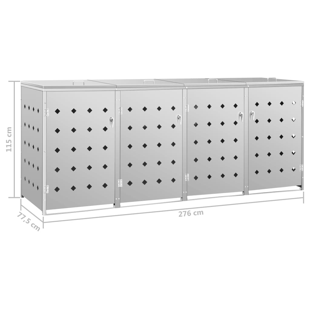 Copribidone per Spazzatura Quadruplo 240 L in Acciaio Inox | homemem39