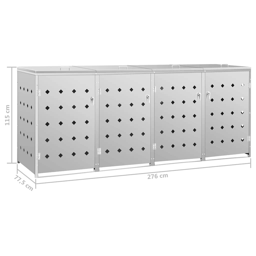 Copribidone per Spazzatura Quadruplo 240 L in Acciaio Inox