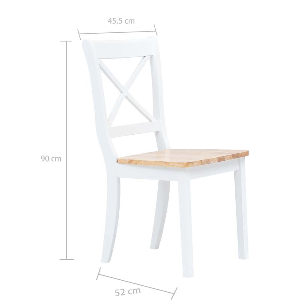 Sedie da Pranzo 6 pz Bianco e Naturale in Massello di Hevea | homemem39