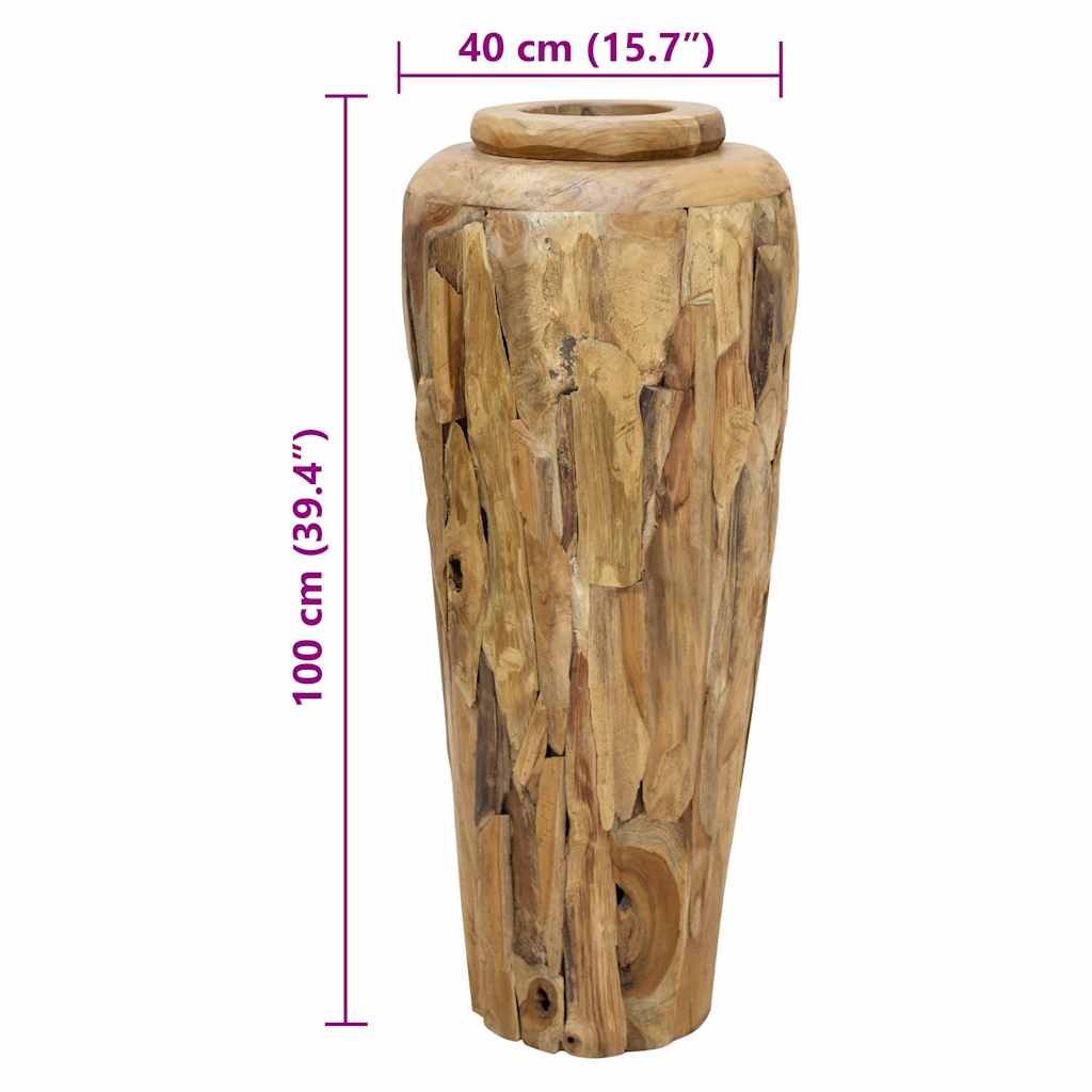 Vaso Decorativo 40x100 cm in Legno Massello di Teak