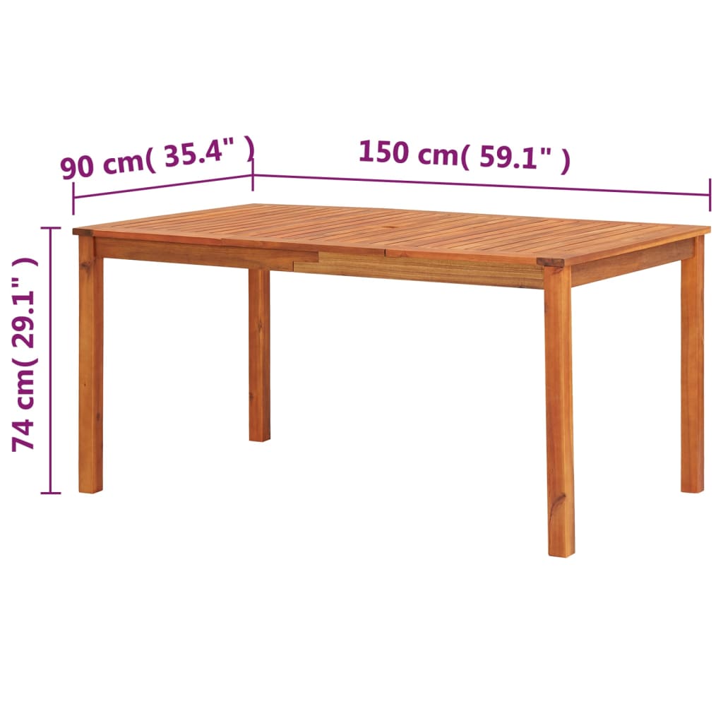 Tavolo da Giardino 150x90x74 cm in Legno Massello di Acacia | homemem39