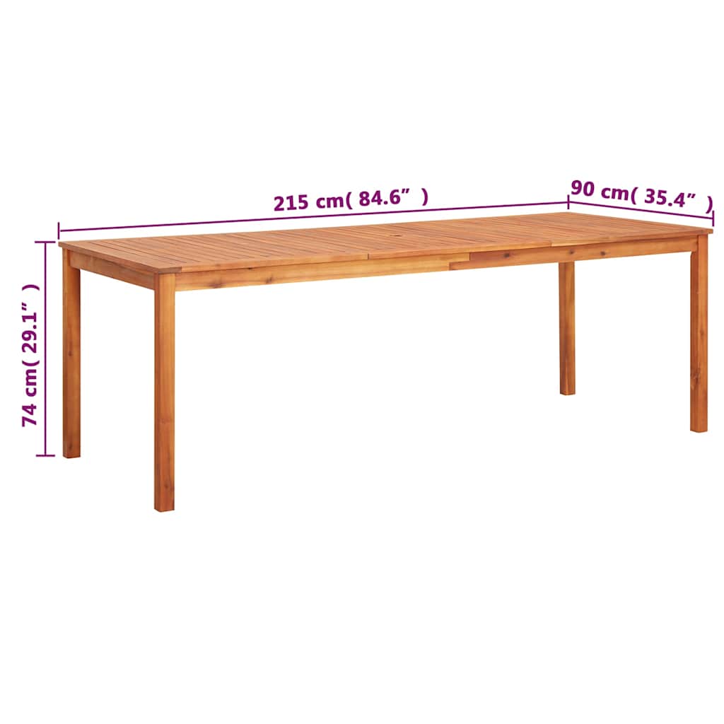 Tavolo da Giardino 215x90x74 cm in Legno Massello di Acacia | homemem39