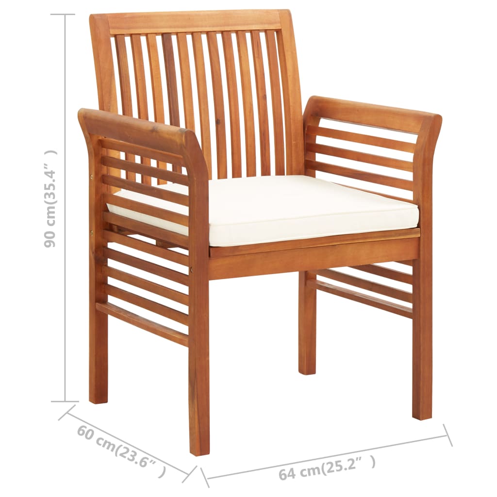 Sedia da Pranzo per Giardino con Cuscino in Massello di Acacia | homemem39
