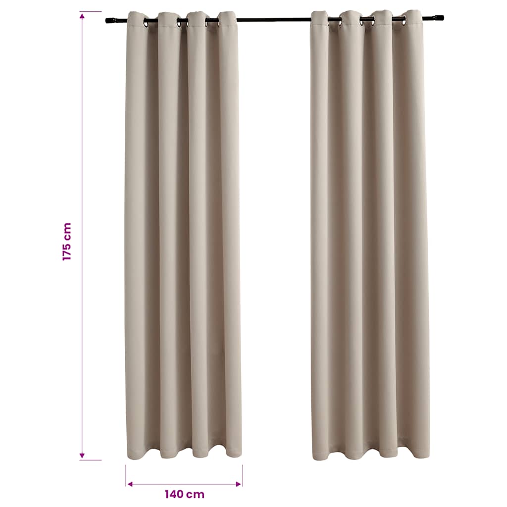 Tende Oscuranti con Anelli in Metallo 2 pz Beige 140x175 cm | homemem39