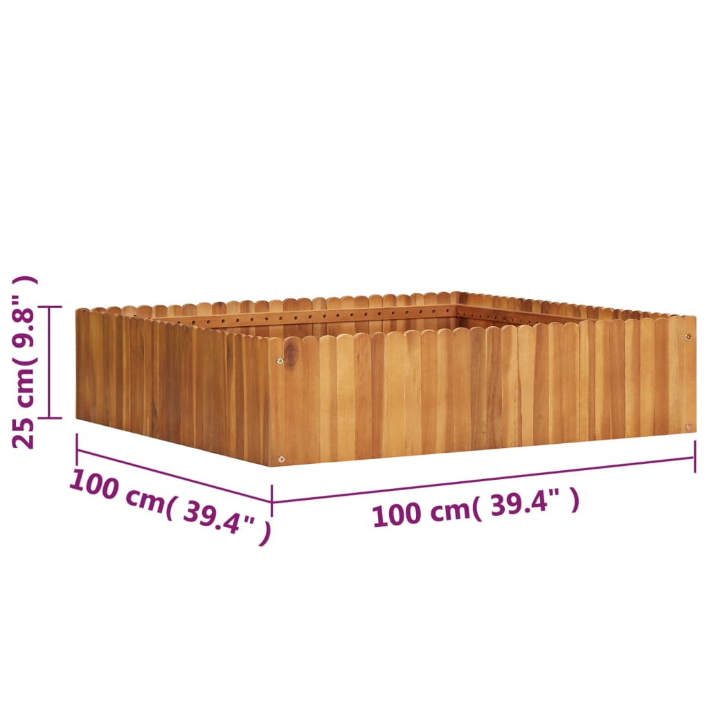 Letto Rialzato da Giardino 100x100x25 cm in Massello di Acacia | homemem39