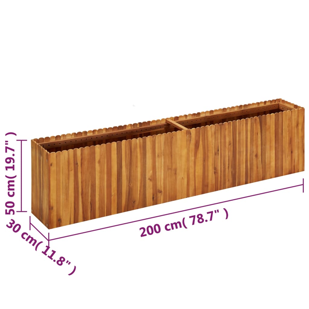Letto Rialzato da Giardino 200x30x50 cm in Massello di Acacia | homemem39