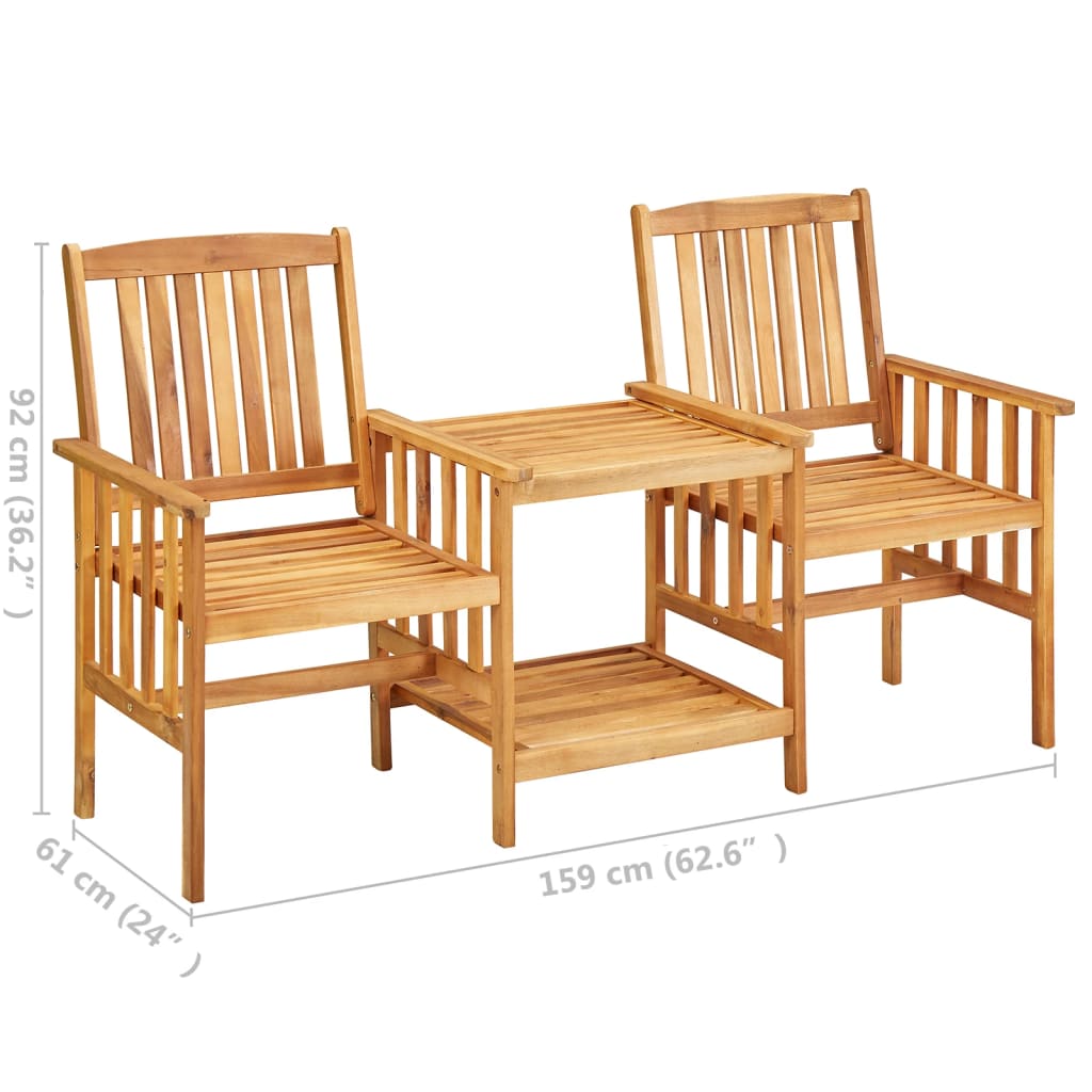 Sedie Giardino Tavolino da Tè 159x61x92cm Legno Massello Acacia | homemem39